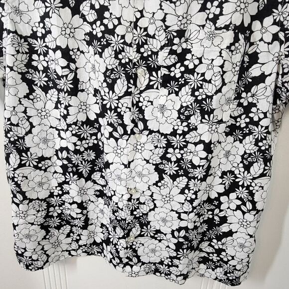 Gap Women's Black & White Flowered Linen Blend Blouse - Picture 6 of 11